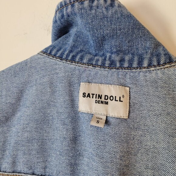 Vintage Satin Doll Jean Jacket womens S blue light/medium crop Y2K 90s 00s retro - Picture 15 of 17